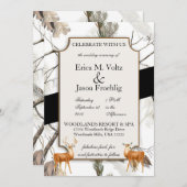 Winter Deer Camouflage Wedding Invitation 2 (Front/Back)