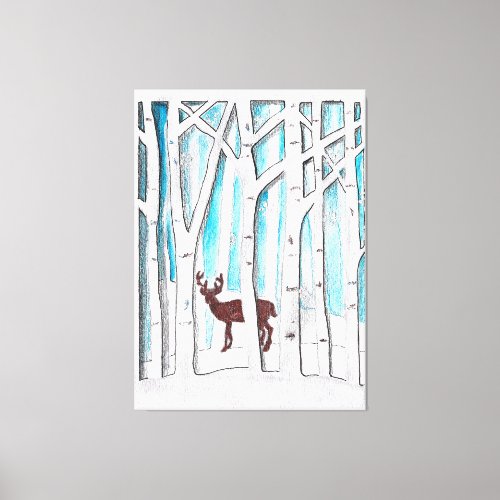 Winter Deer Canvas Print