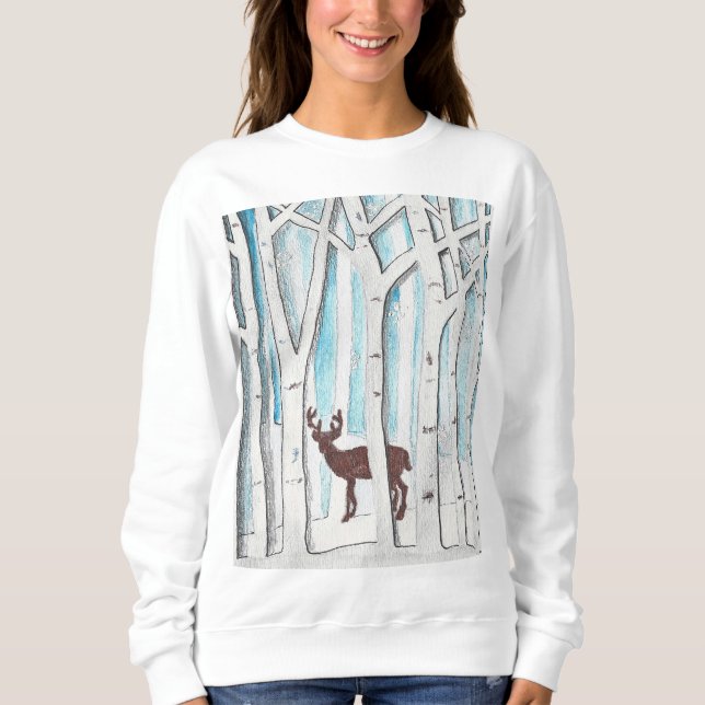 Winter Deer design on a Hoodie / Sweatshirt (Front)
