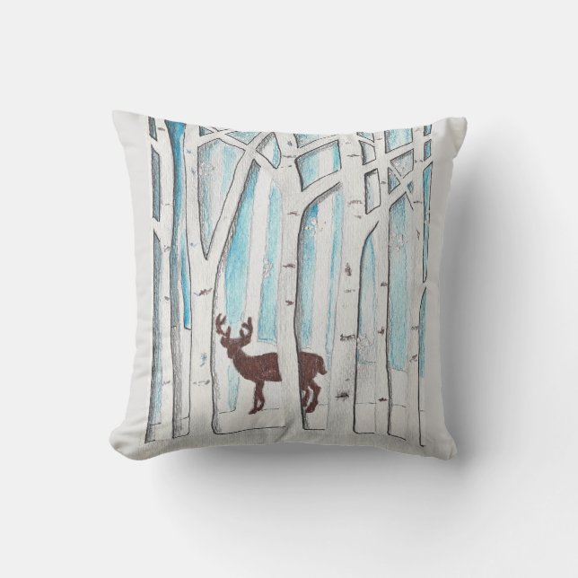 Winter Deer design on Throw Pillow (Front)