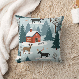 Winter Deer Dream Throw Pillow