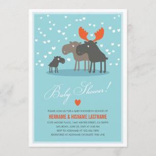 Winter Deer Family Couples Baby Shower Invitation