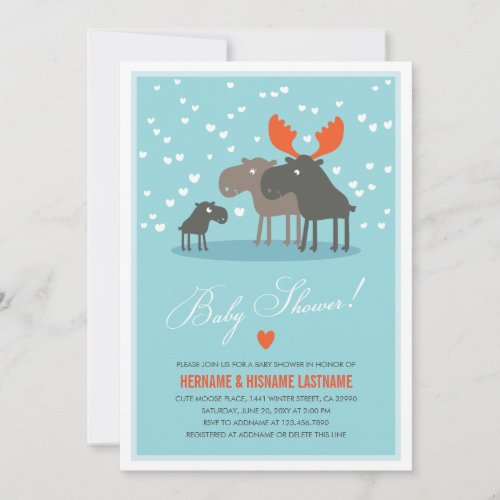 Winter Deer Family Couples Baby Shower Invitation