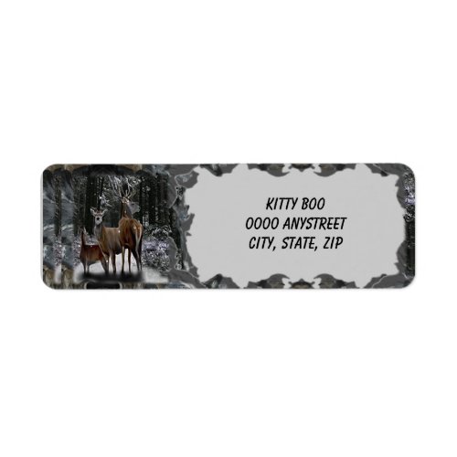 Winter Deer Family Label