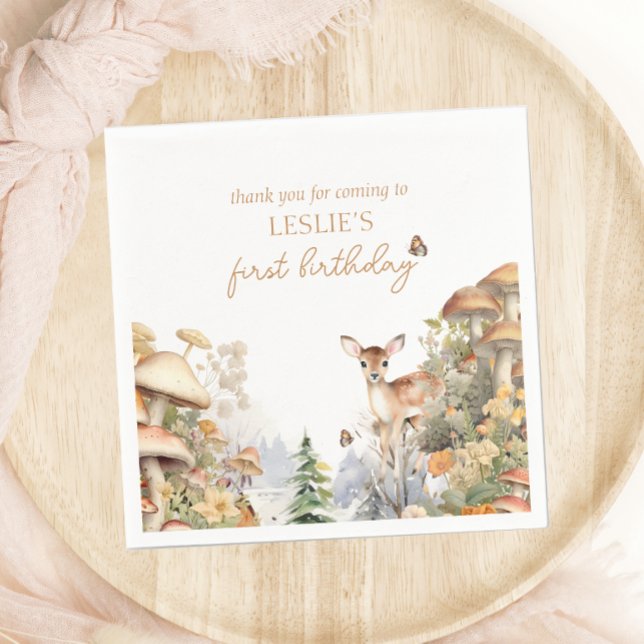 Winter Deer First Birthday Napkins (Creator Uploaded)