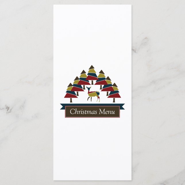 Winter Deer Forest Christmas Menu (Front)