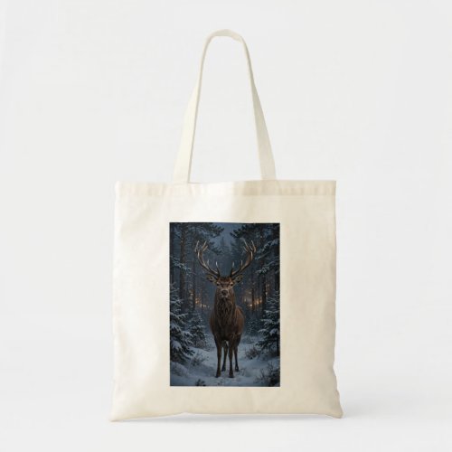 Winter Deer Forest Tote Bag