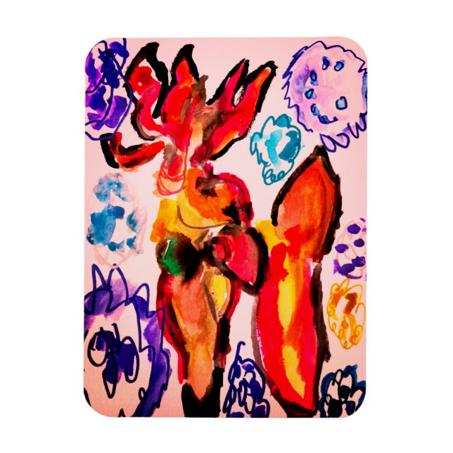 Winter deer fun magnet (Vertical)