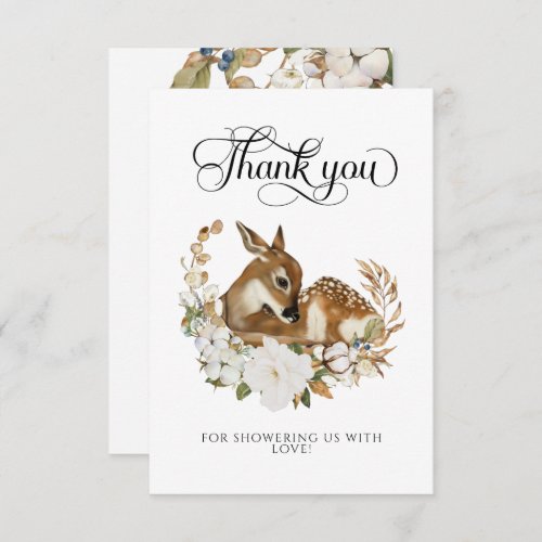 Winter Deer Gender Neutral Baby Shower Thank You Card