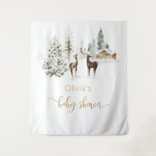 Winter deer gender neutral tapestry