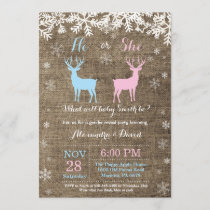 Winter Deer Gender Reveal Invitation