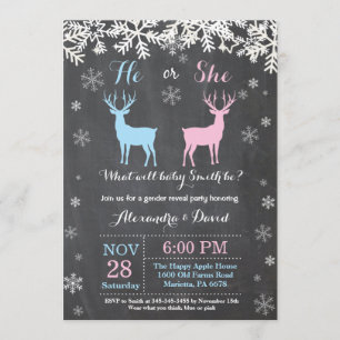 Winter Deer Gender Reveal Invitation