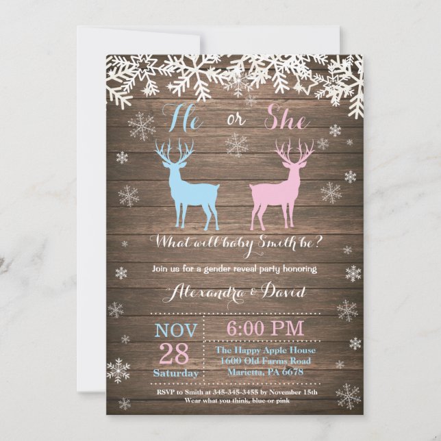 Winter Deer Gender Reveal Invitation (Front)