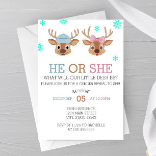 Winter Deer Gender Reveal Invitation