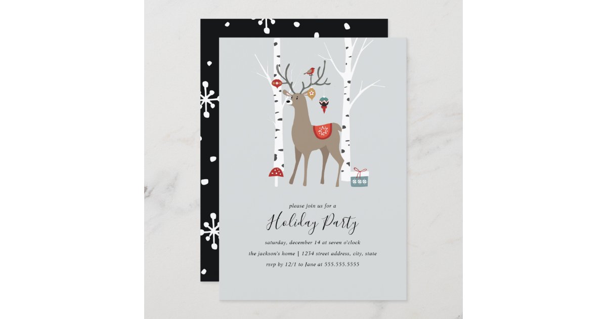 Winter Deer Holiday Party Invitation | Zazzle