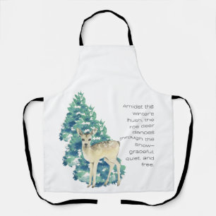 Winter Deer in the Snow – Wildlife Art Home Decor Apron