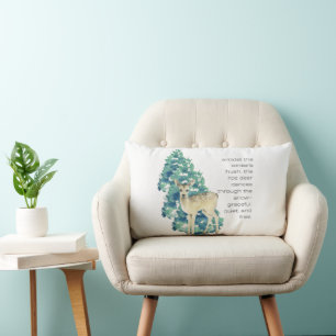 Winter Deer in the Snow – Wildlife Art Home Decor Lumbar Pillow