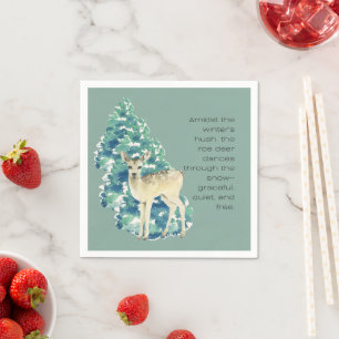 Winter Deer in the Snow – Wildlife Art Home Decor Napkins
