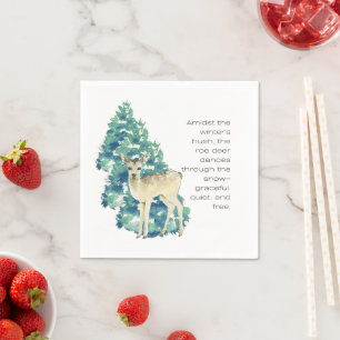 Winter Deer in the Snow – Wildlife Art Home Decor Napkins
