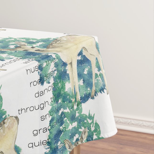 Winter Deer in the Snow – Wildlife Art Home Decor Tablecloth (In Situ)