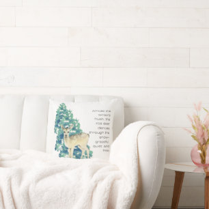 Winter Deer in the Snow – Wildlife Art Home Decor Throw Pillow