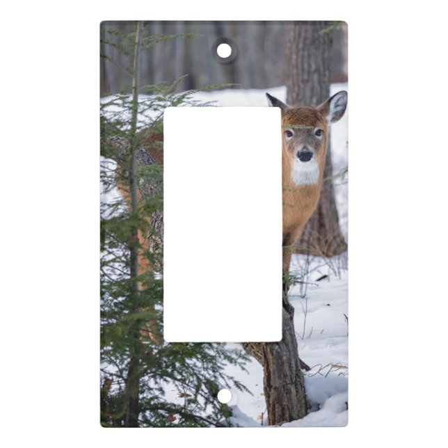 Winter Deer & Pine Cones Light Switch Cover (Front)