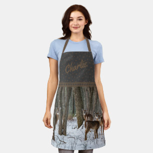 Winter Deer & Pinecones Apron