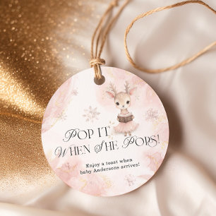 Winter Deer Pop it When She Pops Baby Shower Favor Tags