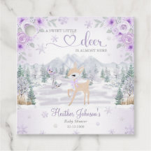 Winter Deer Purple Snowflake Baby Shower