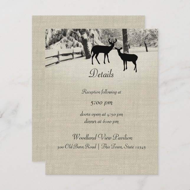 Winter Deer Reception Information Invitation (Front/Back)