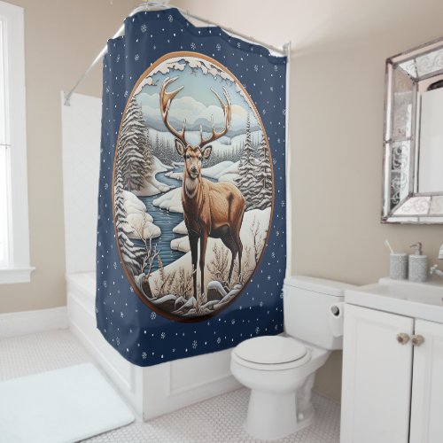 Winter Deer Shower Curtain