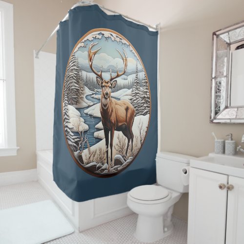 Winter Deer Shower Curtain