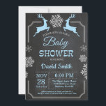 Winter Deer Snowflake Boy Baby Shower Invitation<br><div class="desc">Winter Deer Snowflake Boy Baby Shower Invitation. White and Blue Snowflake. Boy Baby Shower Invitation. Winter Holiday Baby Shower Invite. Chalkboard Background. Black and White. For further customization,  please click the "Customize it" button and use our design tool to modify this template.</div>