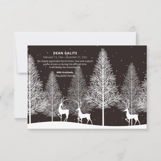 Winter Deer Sympathy Thank You Card (Front)