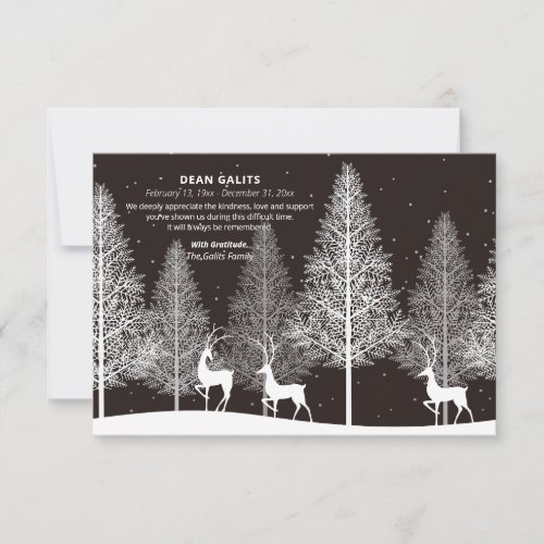 Winter Deer Sympathy Thank You Card