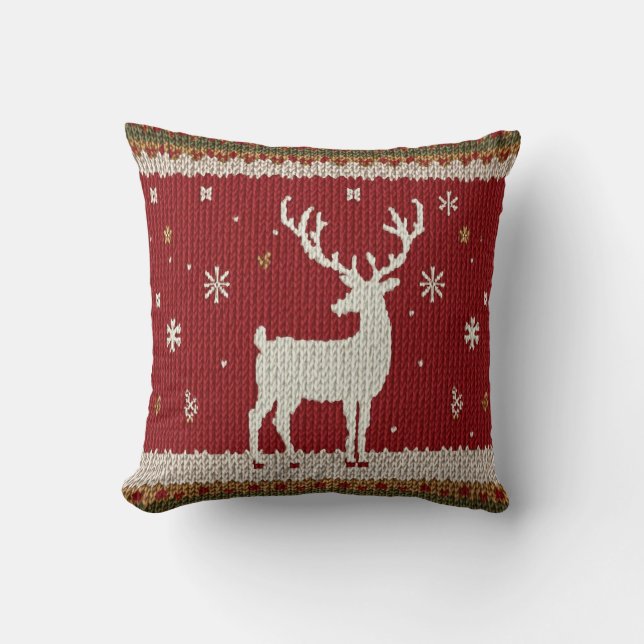 winter deer throw pillow (Front)