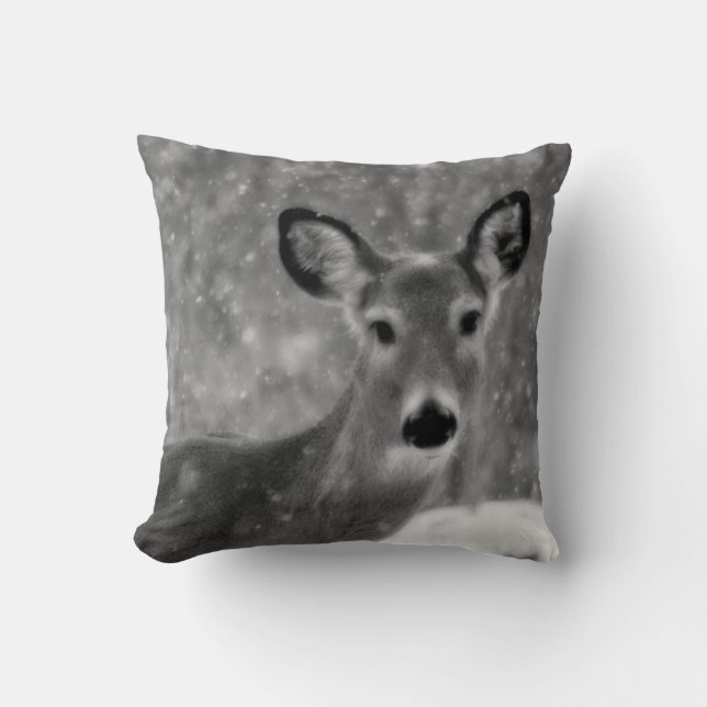 Winter Deer Throw Pillow (Front)