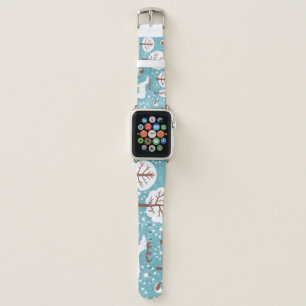 Winter deer: vintage seamless background. apple watch band