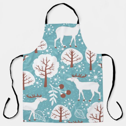 Winter deer vintage seamless background apron