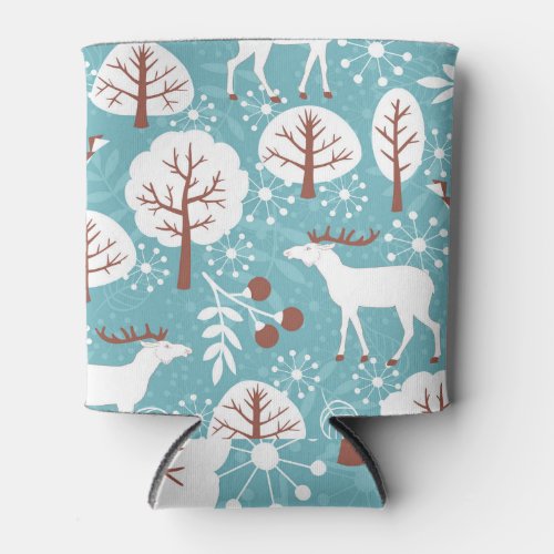 Winter deer vintage seamless background can cooler