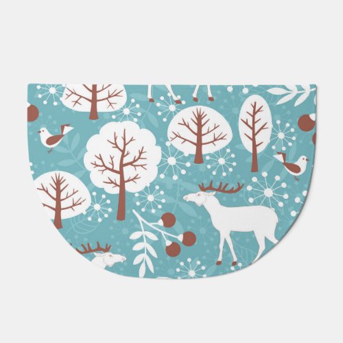 Winter deer vintage seamless background doormat