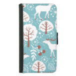 Winter deer: vintage seamless background. samsung galaxy s5 wallet case
