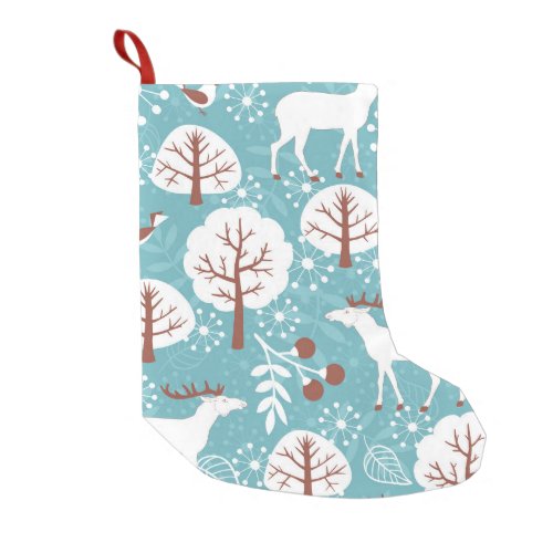 Winter deer vintage seamless background small christmas stocking