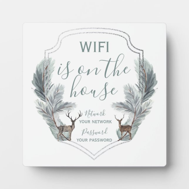 Winter Deer WiFi On The House Guest Plaque (Front)
