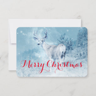 Winter Deer with Pine Trees Merry Christmas Invitation