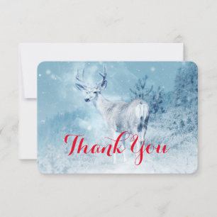 Winter Deer with Pine Trees Thank You