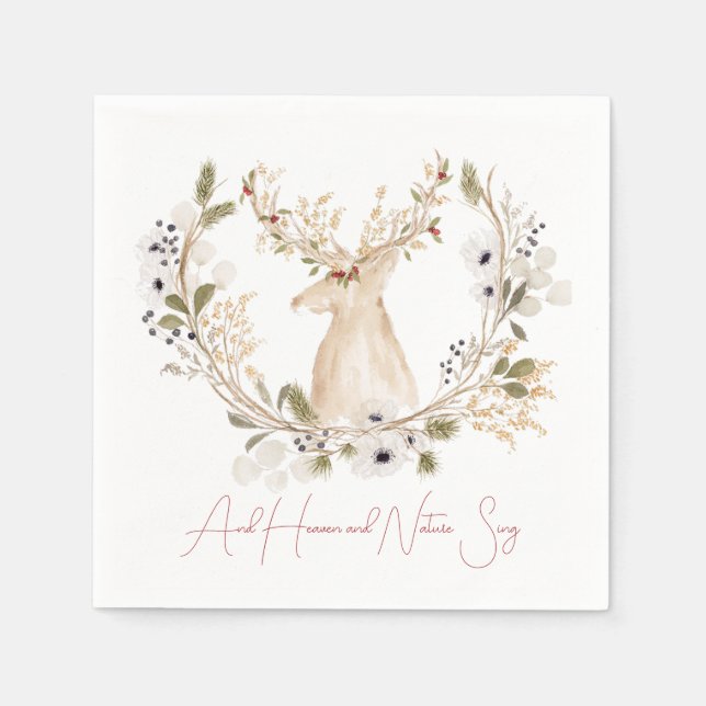Winter Deer Wreath  Napkins (Front)