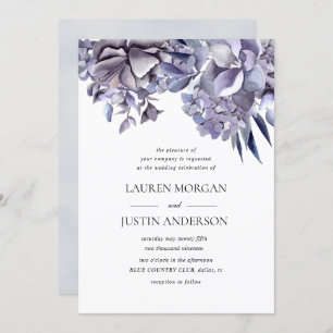 winter delicate hydrangea floral Wedding Invitation