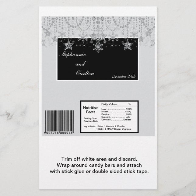 Winter Diamond Wedding Hershey's Large Bar Wrapper (Front)