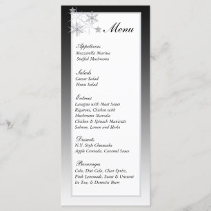 Winter Diamond Wedding Menu Tags